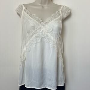 Mustard Seed Ivory Eyelash Lace Camisole Sleeveless Tank Top Large